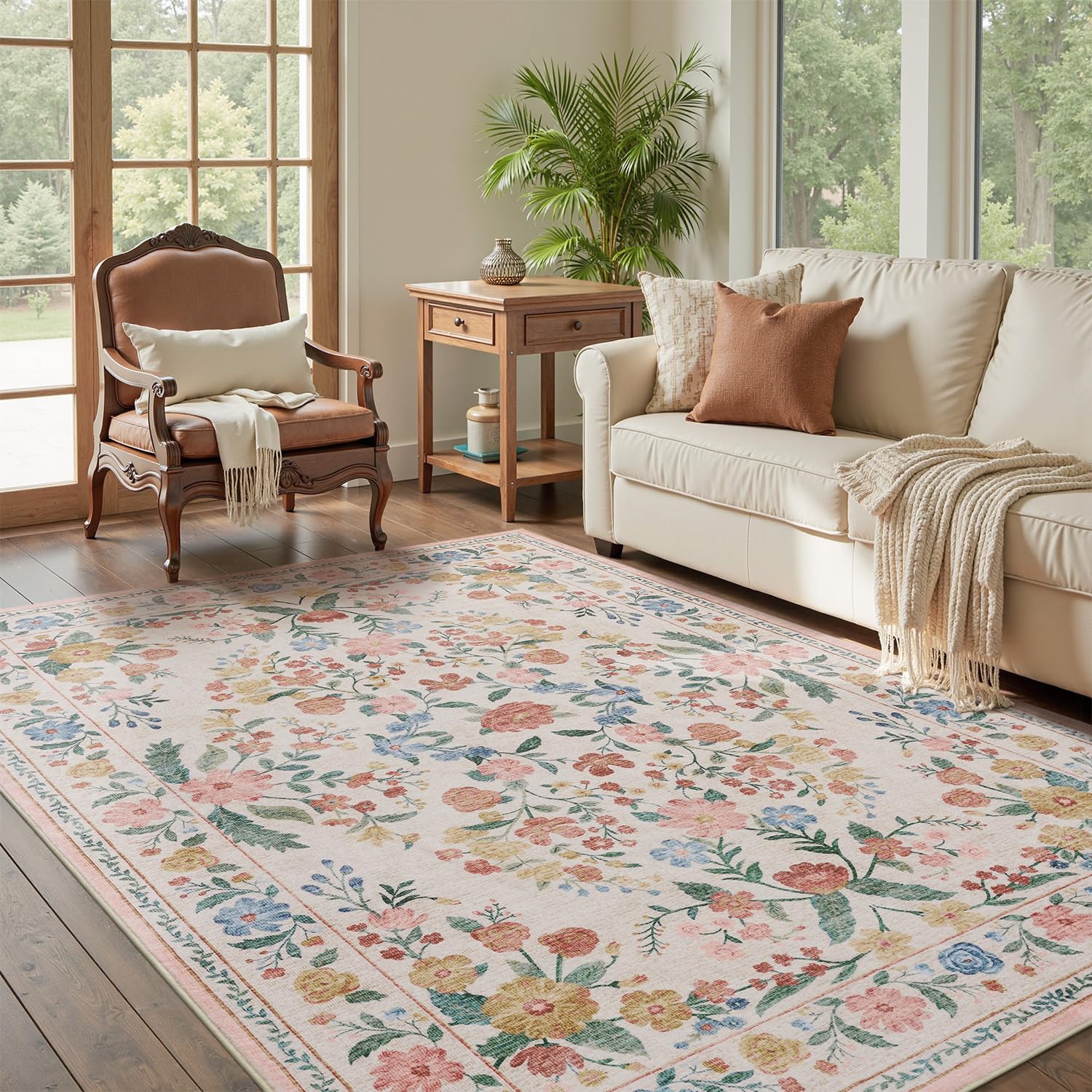 Amazon.com: AMOAMI Vintage Floral 5x7 Area Rugs for Living Room